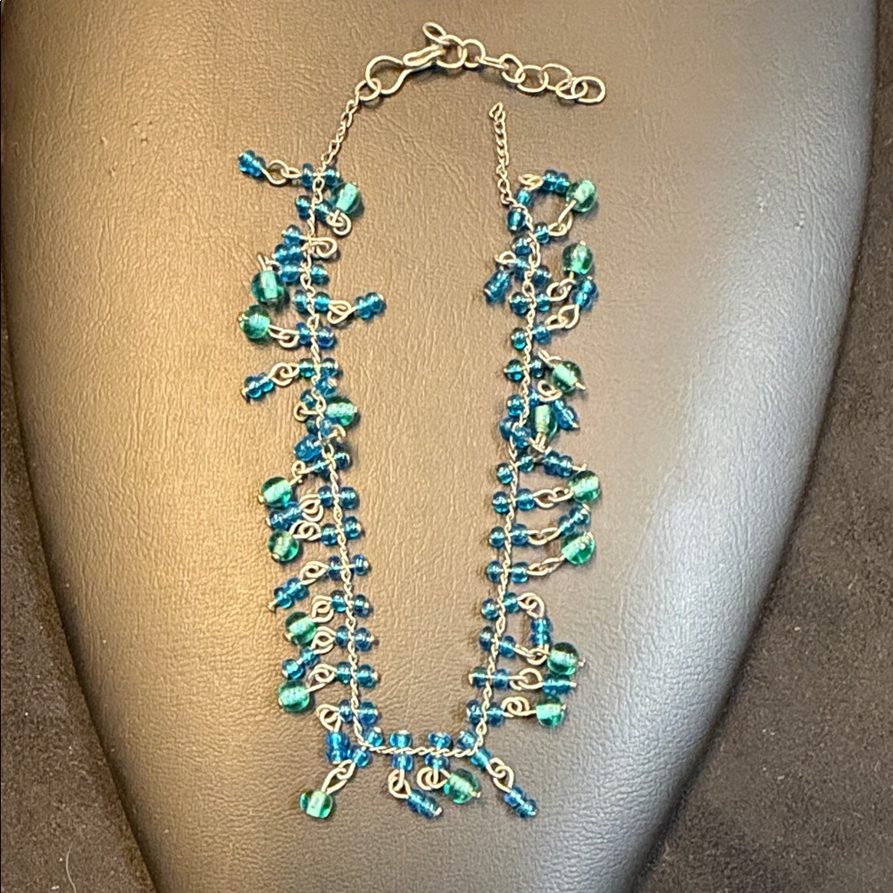 Elegant Blue and Green Beaded Necklace